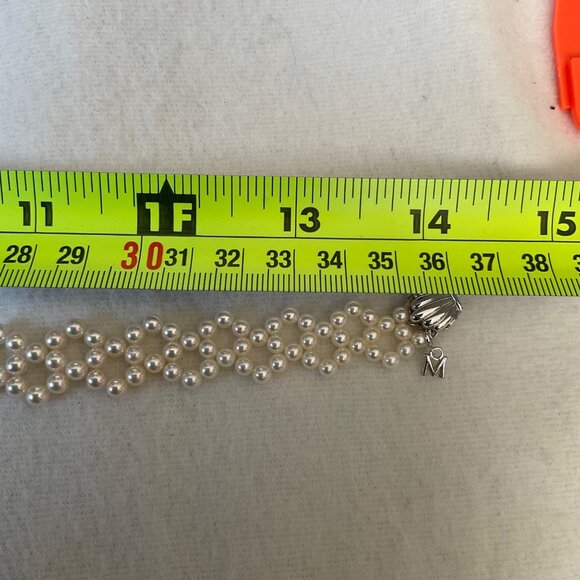 Mikimoto 4-7.5mm K18 Expert technique lace collar akoya pearls necklace w/case - Picture 9 of 14